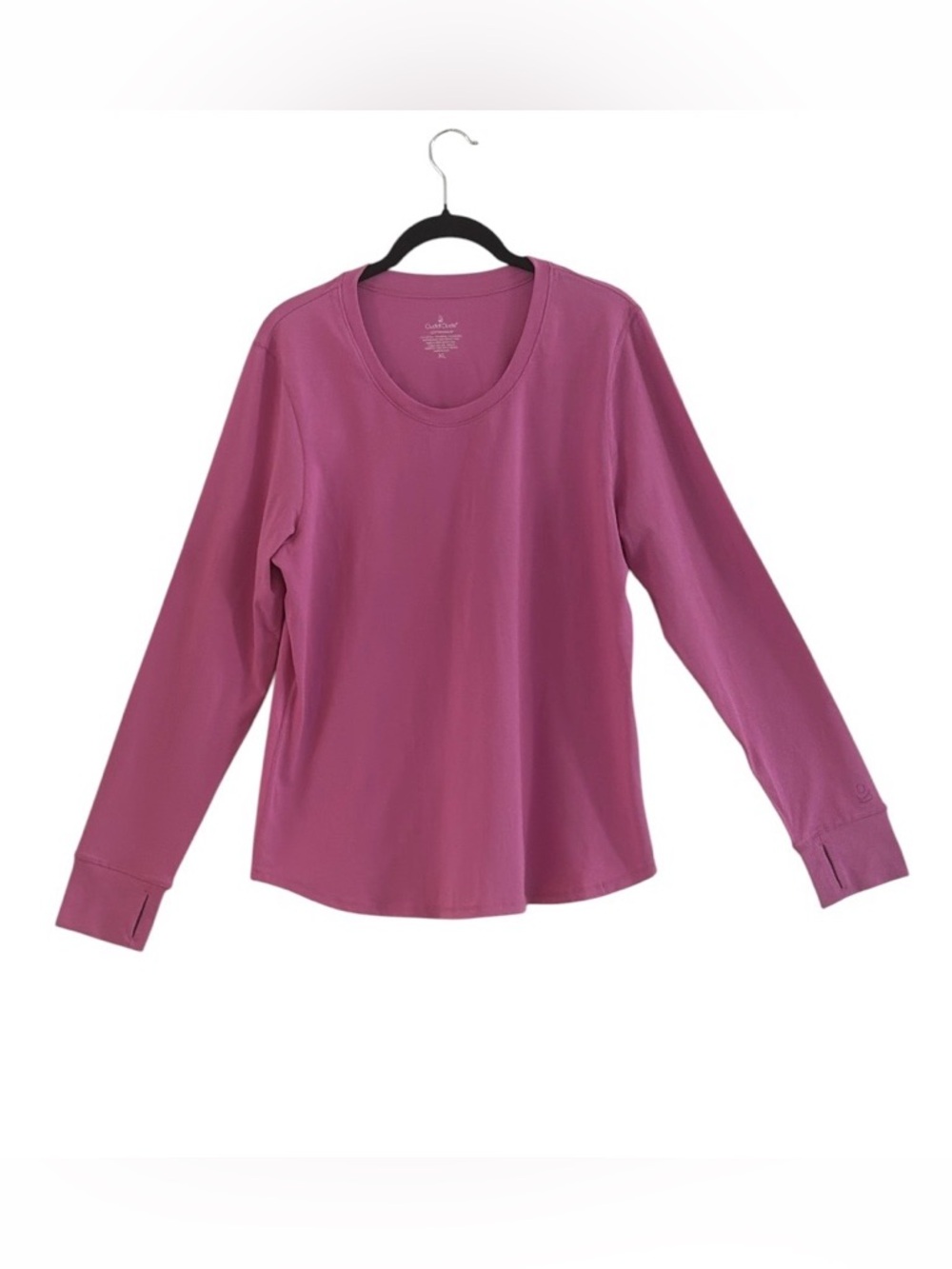 Cuddl Duds Finger Hole Long Sleeve Crew Neck Top - Mauve Pink Size XL